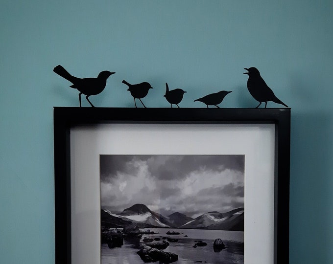 British Garden Birds Silhouette, Blackbird, Robin, Wren, Nuthatch, Song Thrush, Mantelpiece Ornament, Shelf Decoration, Gardener Gift UK