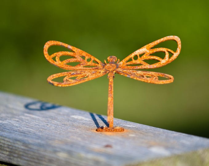 Metal Dragonfly Fence Decor, Flying Fence Topper, Ready To Rust