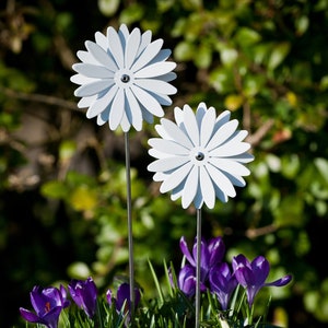 Daisy Stainless Steel Metal Flower Stem, Silver Flower, Garden