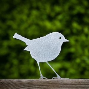 Stainless Steel Robin Fence Topper, Shiny Metal Garden Art, Indoor Decor, Pergola Decoration, Arbor Ornament, Shed, Tree, Wall, Garden Gift image 1