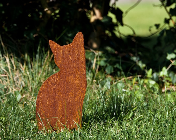 Tabby Ginger Tom Cat Lawn Decor,  Rustic Cat Fence Topper, Cat Memorial Gift, Rusty Metal Garden Art, Cat Gifts, Garden Décor, Ready To Rust