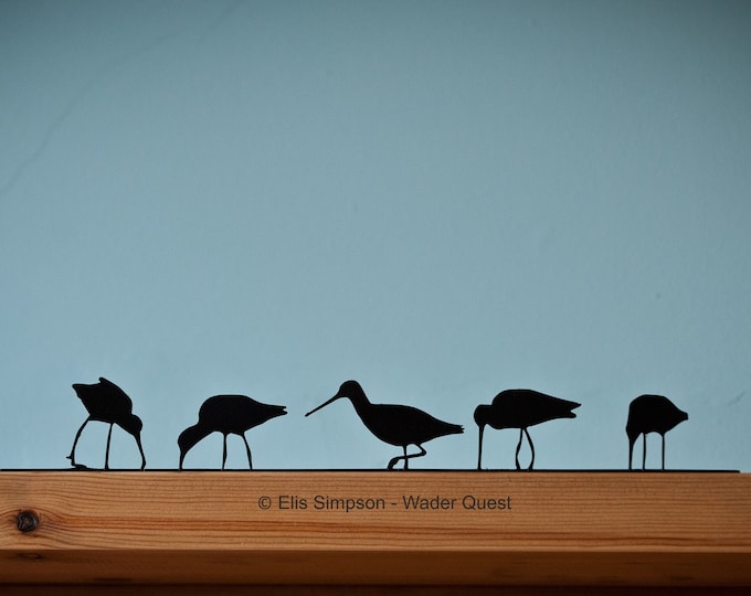 Flock of Godwits Silhouette, Mantelpiece Ornament, Wading Bird Shelf Sitter, Wading Bird Sculpture Ornament, Coastal Decor, Wading Bird Gift