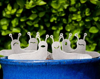 Stainless Steel Slug Family, House Plant Pot Ornaments, Flower Pot Decor, Window Box Ornament, Houseplant Gift, New House Gift, Garden Gifts