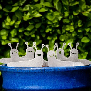 Stainless Steel Slug Family, House Plant Pot Ornaments, Flower Pot Decor, Window Box Ornament, Houseplant Gift, New House Gift, Garden Gifts Slug Family