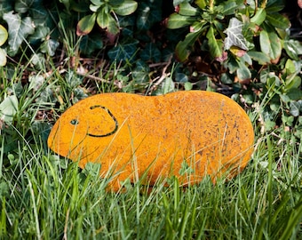 Guinea Pig Lawn Ornament, Guinea Pig Hutch Decor, Guinea Pig Memorial Gifts, Rusty Metal Garden Art, Plant Pot Decor, Ready To Rust