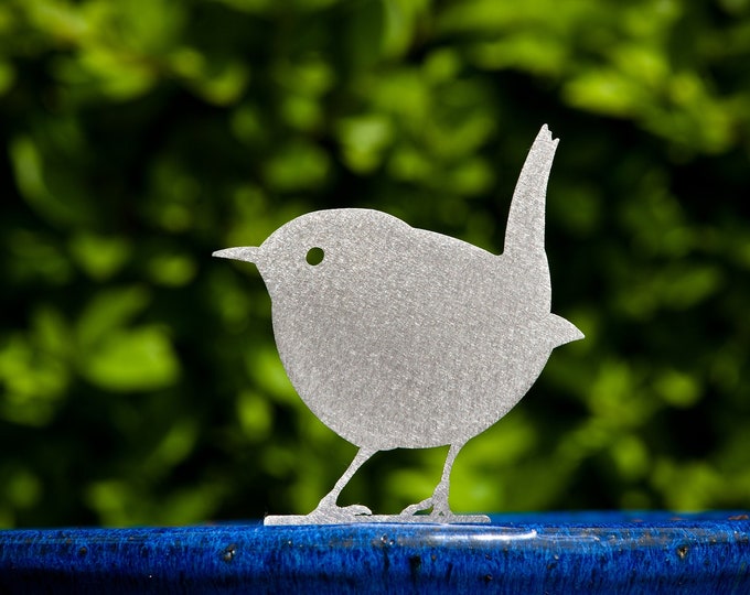 Stainless Steel Wren Plant Pot Decoration, Indoor or Outdoor, House Plant Ornament, Lawn Spike, Hanging Basket, Window Box, Garden Gifts