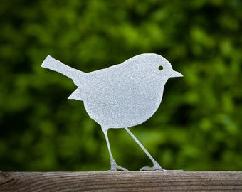 Stainless Steel Robin Fence Topper, Shiny Metal Garden Art, Indoor Decoration, Pergola Decoration, Arbor Ornament, Shed, Wall, Garden Gift