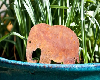 African Elephant Plant Pot Ornament, Rusty Metal Garden Art, Flower Plant Pot Décor, Window Box Décor, Gardening Gifts, Ready To Rust