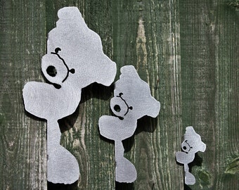 Stainless Steel Teddy Bear Ornament, Shelf Sitter, Door Decoration, Teddy Bear Fence Decoration, Unique Mantel Decor, Memorial Garden Gifts