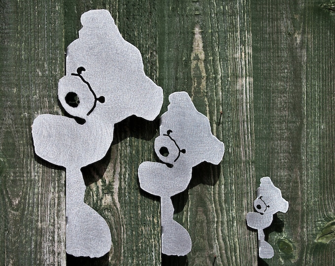 Stainless Steel Teddy Bear Ornament, Shelf Sitter, Door Decoration, Teddy Bear Fence Decoration, Unique Mantel Decor, Memorial Garden Gifts