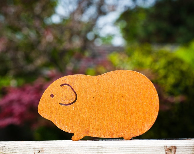 Guinea Pig Fence Topper, Rusty Metal Garden Art, Guinea Pig Memorial Gifts, Guinea Pig Hutch Sign, Gate decor, Garden Gifts, Ready To Rust