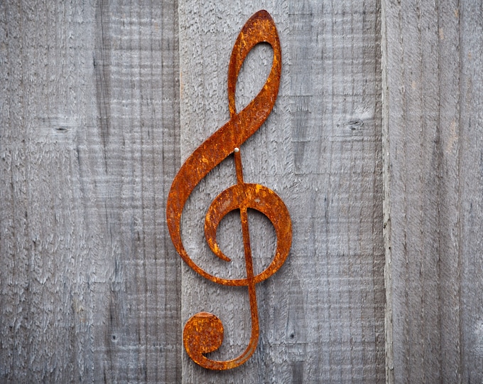 Treble Clef Metal Wall Art, Musical Rusty Garden Art, Fence Decoration, Yard Decoration, Pergola Decoration, Garden Gifts, Ready To Rust
