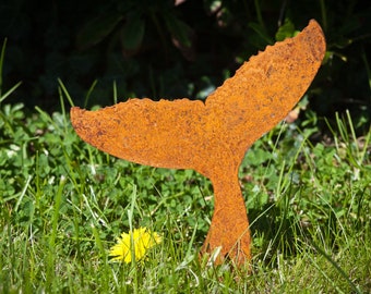 Whale Tail, Metal Lawn Ornament, Rusty Garden Art, Plant Pot ornament, Window Box Decoration, Allotment Gifts, Gardener Gifts, Ready To Rust