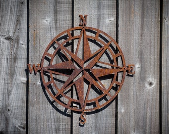 Metal Compass Wall Art, Compass Fence Decoration, Garden Decoration, Pergola Decor, Steel Anniversary Gift, Garden Gifts, Housewarming Gifts