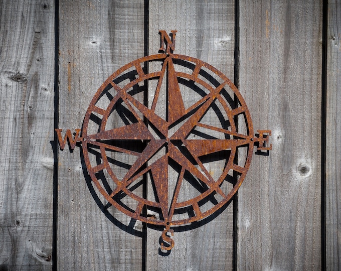 Metal Compass Wall Art, Compass Fence Decoration, Garden Decoration, Pergola Decor, Steel Anniversary Gift, Garden Gifts, Housewarming Gifts