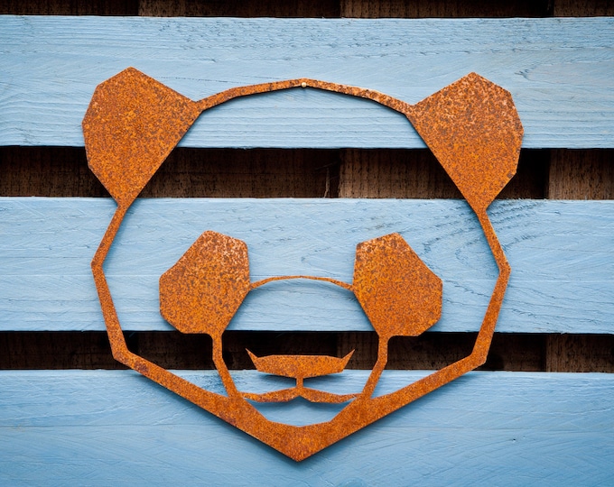 Metal Panda Wall Art, Fence Art, Rustic Garden Decoration, Pergola Decoration, Patio Garden Ornament, Panda Gift, Garden Gifts in the UK