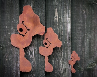 Metal Teddy Bear Rustic Fence Decoration, Teddy Bear gift, Pergola Ornament, Garden Wall Art, Garden Bar Decor, Garden Gifts, Ready to Rust