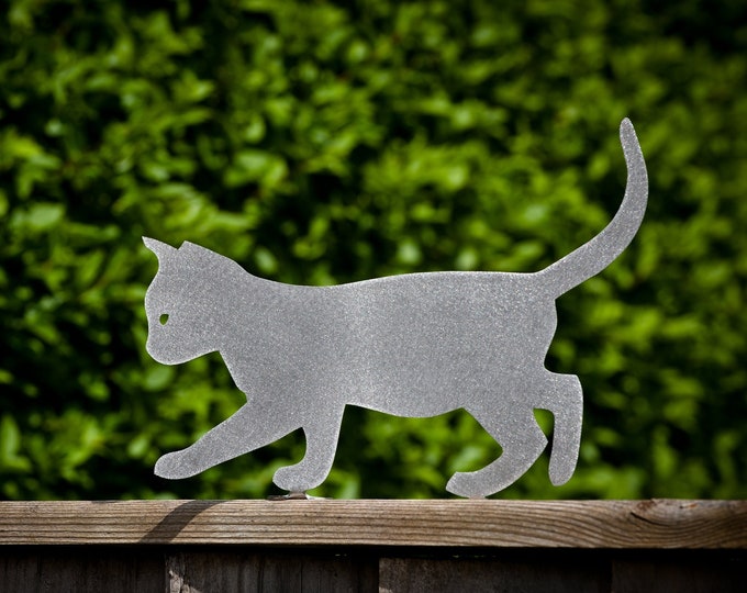 Stainless Steel Kitten Fence Topper, Cat Fence topper, Metal Garden Art, Pergola Decoration, Garden Ornament, Cat Memorial Gift, Garden Gift