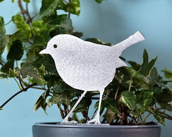 Stainless Steel Robin Plant Pot Ornament, Indoor or Outdoor, House Plant, Lawn Spike, Hanging Basket, Window Box, Flower Border, Garden Gift