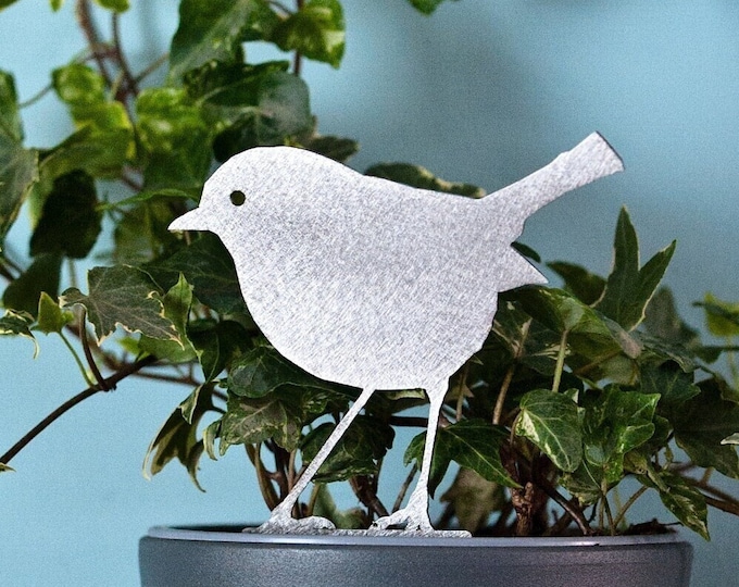 Stainless Steel Robin Plant Pot Ornament, Indoor or Outdoor, House Plant, Lawn Spike, Hanging Basket, Window Box, Flower Border, Garden Gift