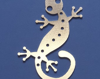 Stainless Steel Gecko Metal Wall Art, Lizard Garden Wall Art, Lizard Memorial, Indoor or Outdoor Decoration, New Home Gifts, Garden Gifts