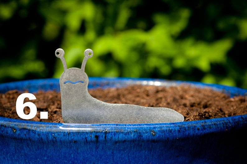Stainless Steel Slug Family, House Plant Pot Ornaments, Flower Pot Decor, Window Box Ornament, Houseplant Gift, New House Gift, Garden Gifts Slug 6.