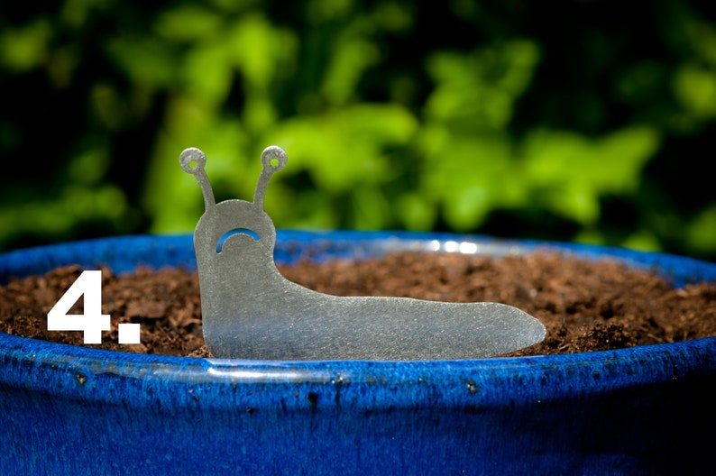 Stainless Steel Slug Family, House Plant Pot Ornaments, Flower Pot Decor, Window Box Ornament, Houseplant Gift, New House Gift, Garden Gifts Slug 4.