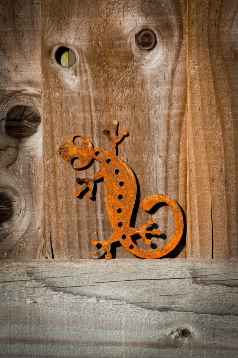 Metal Gecko Lagarto Decoración de arte de jardín oxidado | Etsy