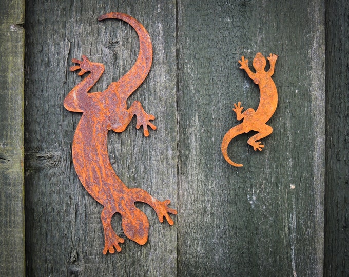 Lizard Metal Wall Art, Gecko Garden Wall Art, Gecko Gifts, Lizard Memorial, Garden Bar Decor, New Home Gift, Garden Gifts, Ready To Rust