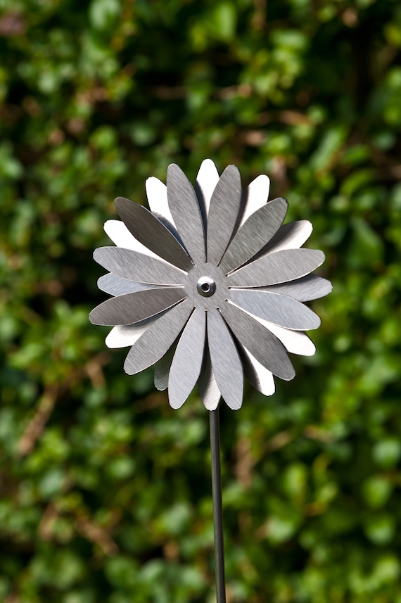 Daisy Stainless Steel Metal Flower Stem, Silver Flower, Garden