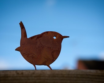 Metal Wren – Rusty Garden Bird Art Decor – Fence Topper Pergola Allotment Shed Pot Tree Decoration Ornament Gift – Ready To Rust