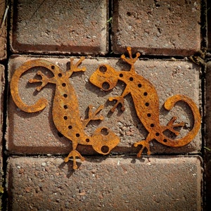 Metal Gecko Lagarto Decoración de arte de jardín oxidado | Etsy
