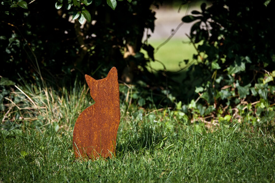 TOM CAT「FENCE」超希少品 Tabby Ginger Tom Cat Lawn Decor, Rustic Cat Fence Topper