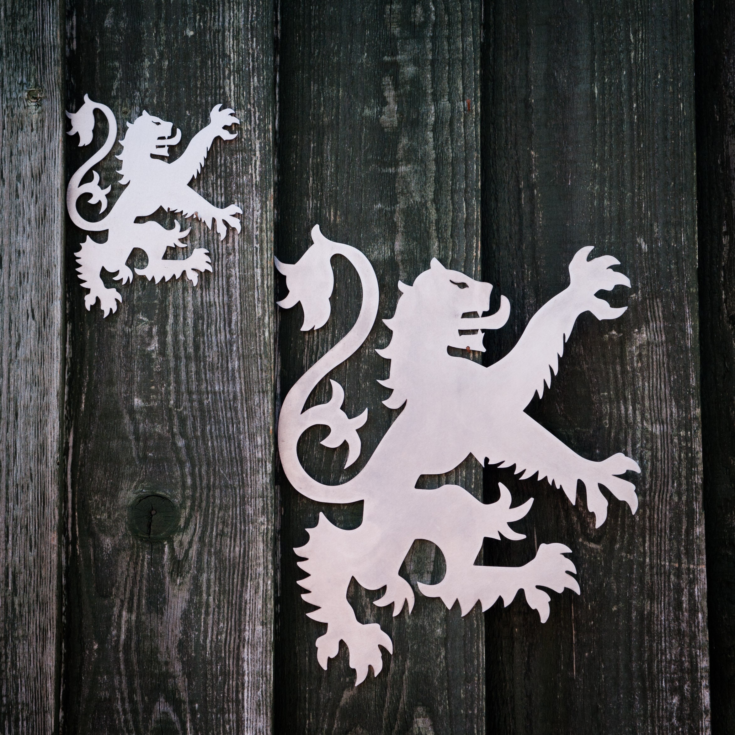 Scottish Lion Rampant Large & Small Rusty Metal Garden Art Exterior Decor Fence Pergola Shed