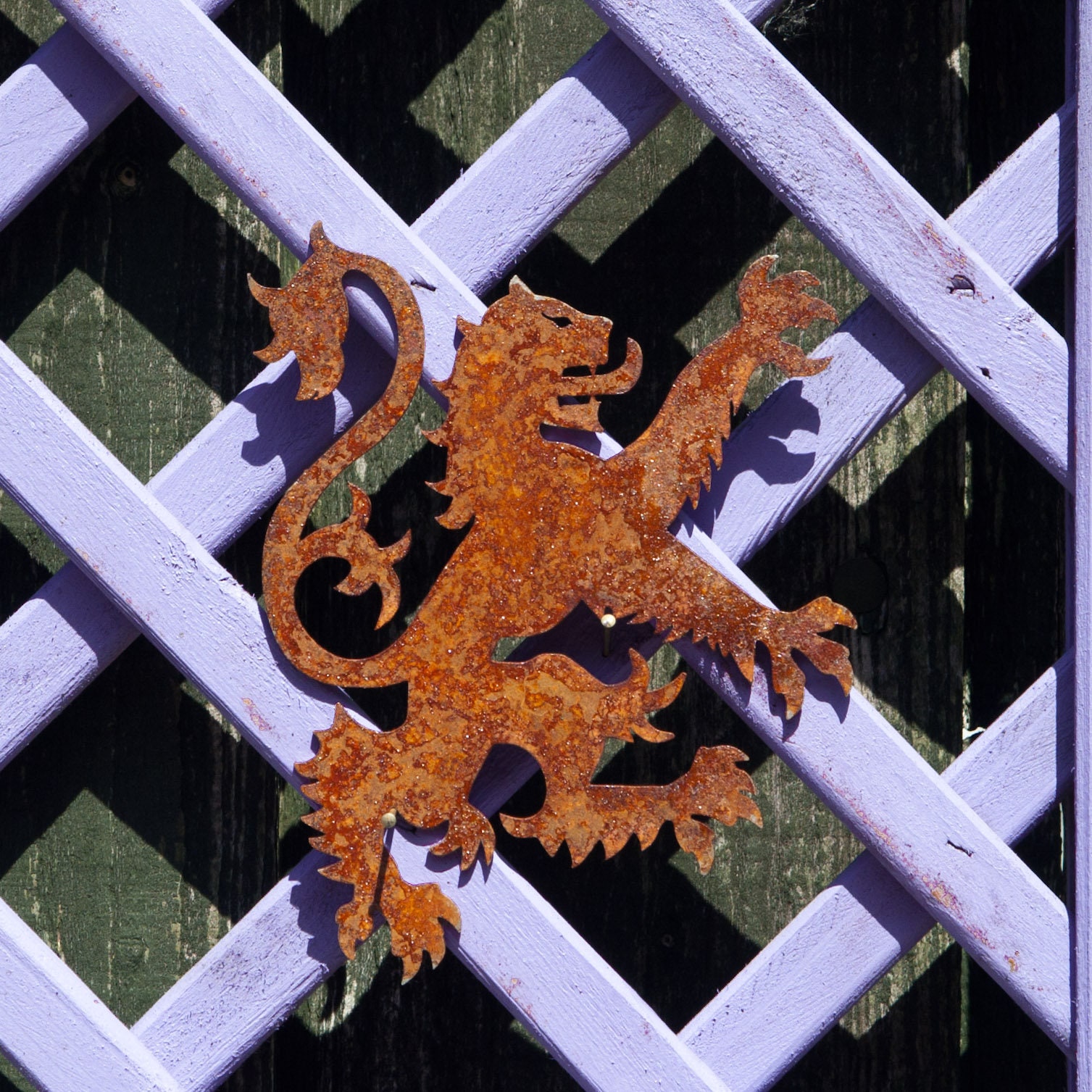 Scottish Lion Rampant Large & Small Rusty Metal Garden Art Exterior Decor Fence Pergola Shed