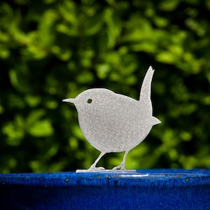 Stainless Steel Wren Plant Pot Decoration, Indoor or Outdoor, House Plant Ornament, Lawn Spike, Hanging Basket, Window Box, Garden Gifts