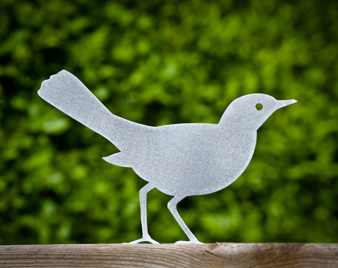 Stainless Steel Blackbird Fence Topper, Shiny Metal Garden Art, Indoor Decoration, Pergola Decoration, Arbor, Shed, Tree, Wall, Garden Gifts