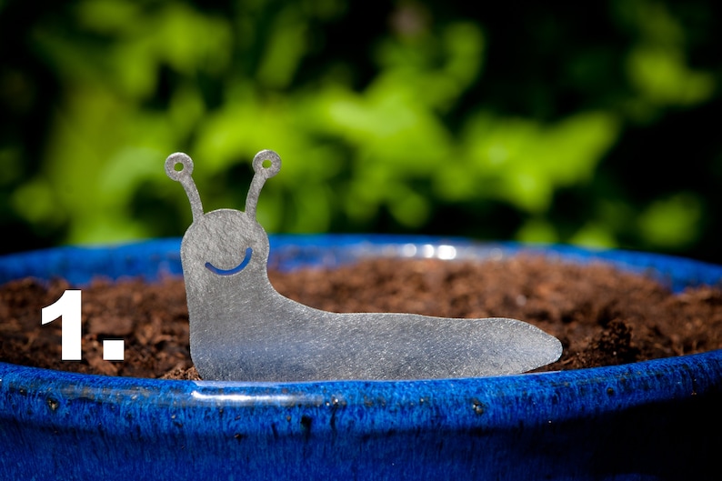 Stainless Steel Slug Family, House Plant Pot Ornaments, Flower Pot Decor, Window Box Ornament, Houseplant Gift, New House Gift, Garden Gifts Slug 1.