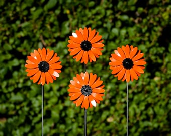 Orange Gerbera Transvaal Daisy Metal Flower stem, Orange flower, Garden Ornament, Garden Decoration, Home gift, Garden Gift, Memorial flower