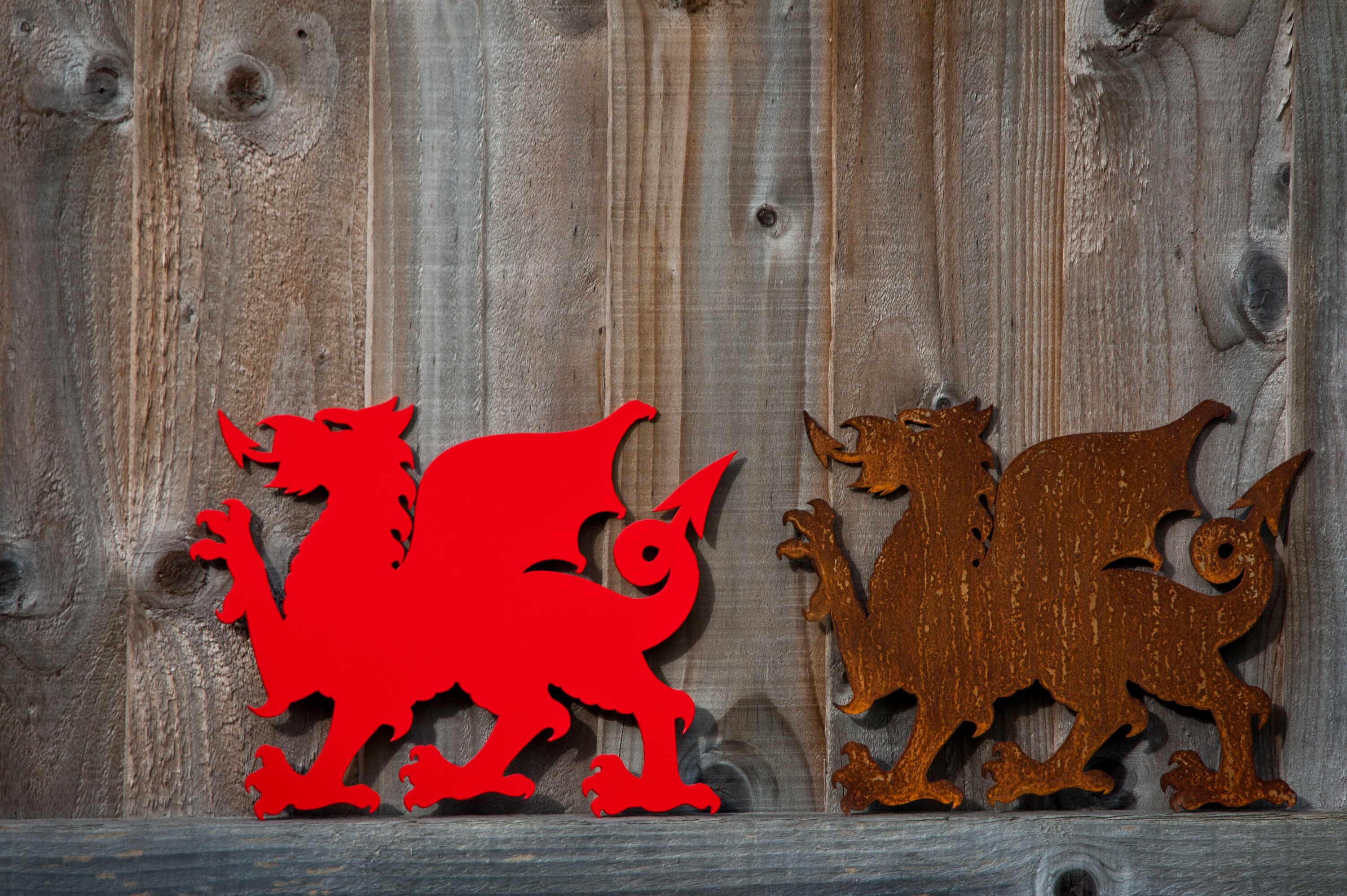 Large Welsh Dragon Metal Art, CYMRU Dragon, Red Dragon Garden Ornament