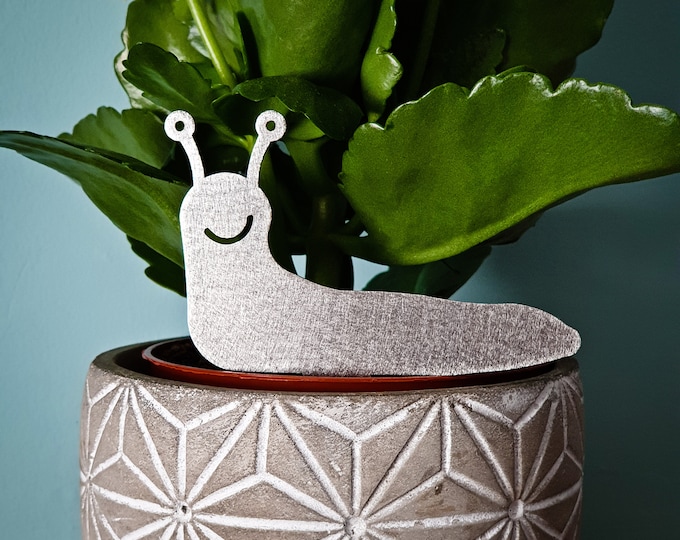 Stainless Steel Slug Plant Pot Ornament, Slug Plant Pot Spike, Window Box Decor, Flower Pot Ornaments, Smiley Face Slug, Housewarming Gifts