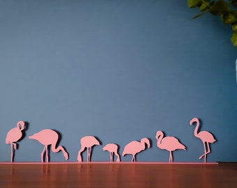 Flock of Flamingos Silhouette, Flamingo Gifts, Pink Flamingo Ornaments, Pink Flamingo Decoration, Mantelpiece Ornament, Shelf Decoration