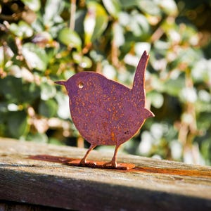 Mild steel wren with authentic rust patina adds cottage-style charm to beds, balconies and pathways. Long-lasting outdoor décor; ideal present for Christmas, Secret Santa, stocking filler or new home celebrations.