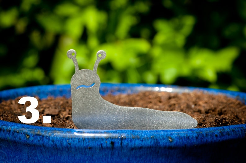 Stainless Steel Slug Family, House Plant Pot Ornaments, Flower Pot Decor, Window Box Ornament, Houseplant Gift, New House Gift, Garden Gifts Slug 3.