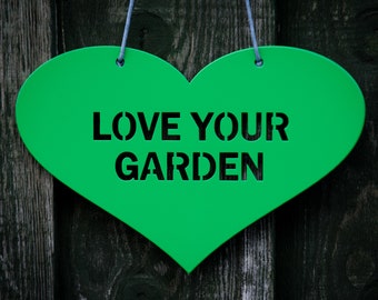 Green Heart Love Your Garden Art, Fence Decoration, Wall Art, Pergola Art, Pergola Ornament, Anniversary Gift, Garden Sign, Garden Gifts