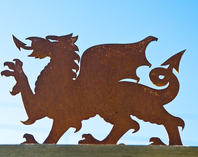 Large CYMRU Welsh Dragon – Rusty Metal Garden Art – Fence Topper Pergola Arbor Balcony Gate Wall Decoration Ornament - Gift – Ready To Rust