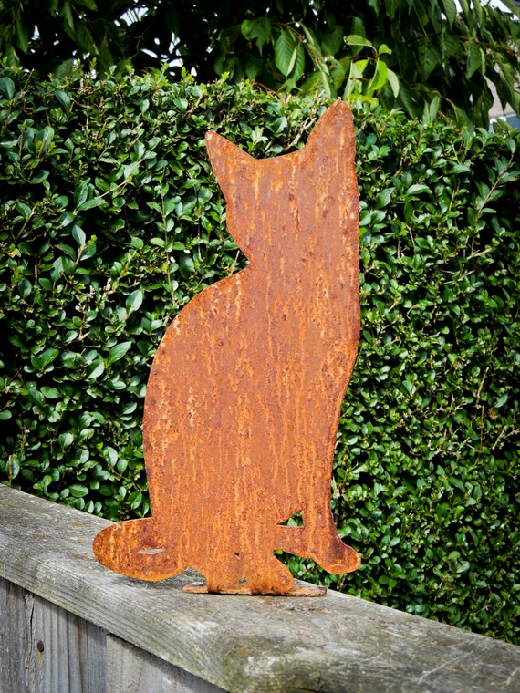 Tabby Ginger Tom Cat Lawn Decor, Rustic Cat Fence Topper