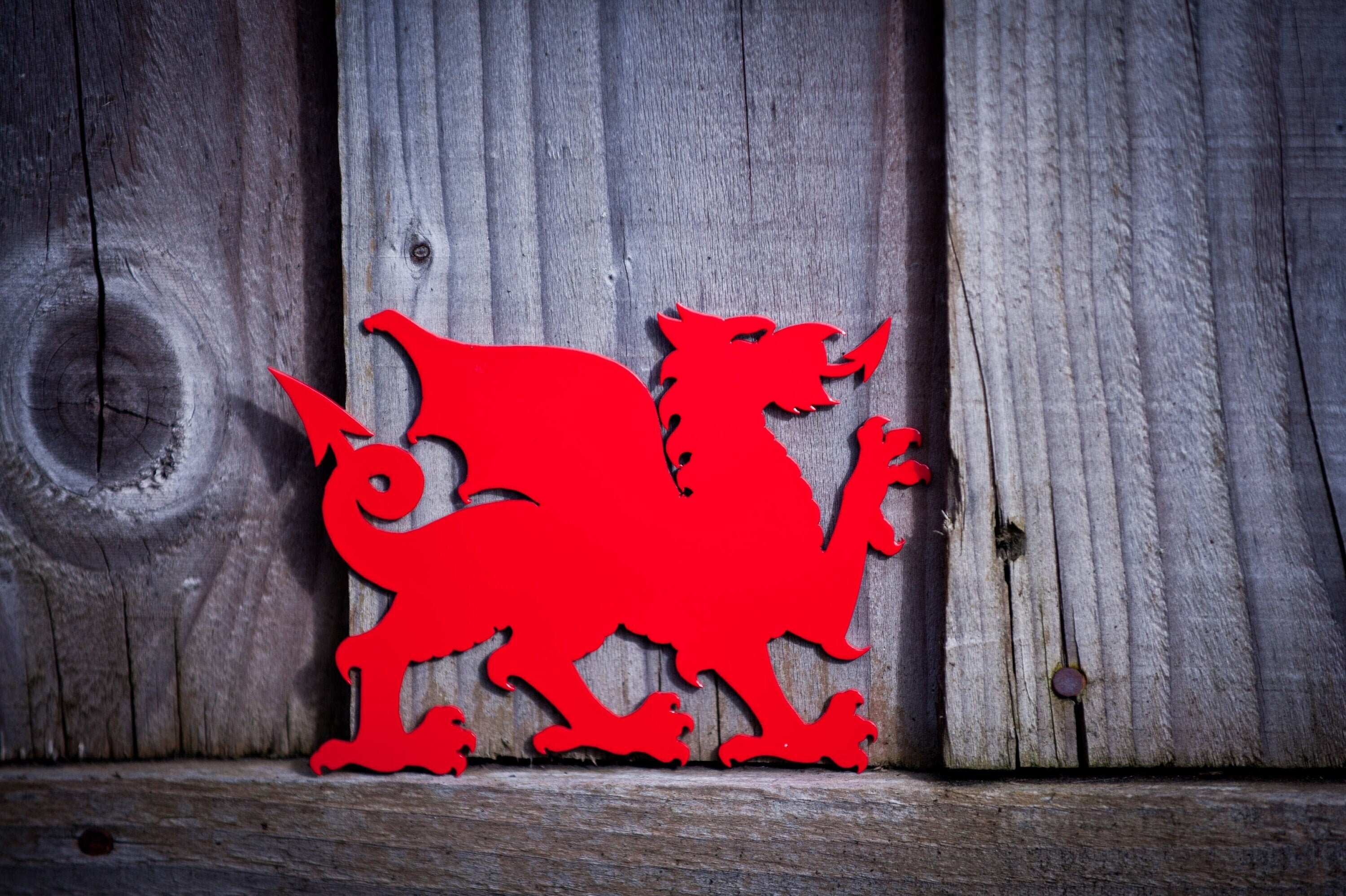 Small Welsh Dragon Metal Art, CYMRU Dragon, Red Dragon Garden Ornament