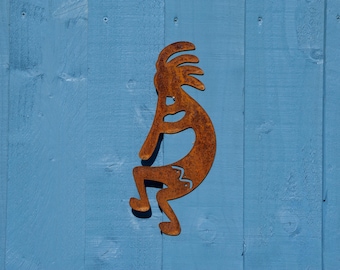 Kokopelli Rustic Metal Fence Art, Kokopelli Garden Decor, 11th Anniversary Gift, Kokopelli Wall Art, Fertility Symbol Gift, Ready to Rust