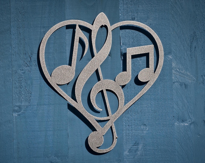 Stainless Steel Musical Heart Fence Decoration, Musical Metal Wall Art, Music Wedding Gift, Music Lover Gift, Musician 11th Anniversary Gift